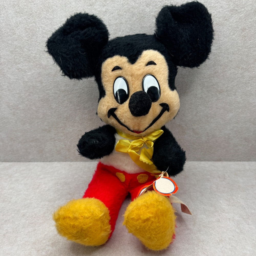Mickey Mouse Plush 10" Sitting Vintage Walt Disney California Stuffed Toys 1960s